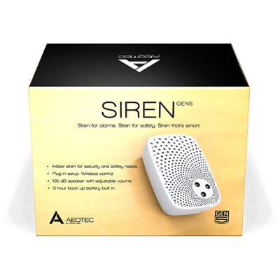 Sirena para enchufe interior Z-Wave Plus, con bateria de respaldo de Aeotec