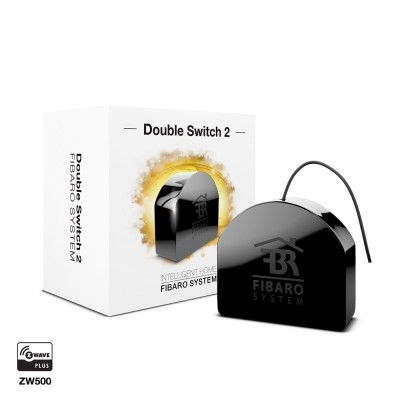 Fibaro "Doble Switch 2" - Micromodulo relé interruptor doble On / Off Z-Wave+ con medición de consumo
