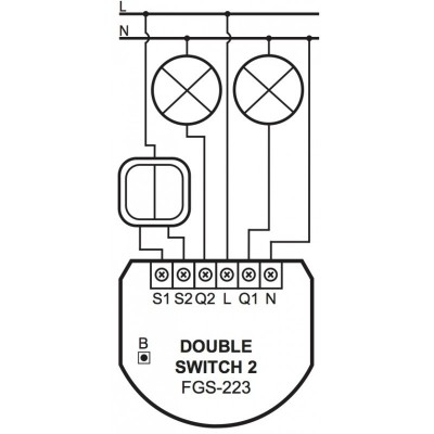Fibaro "Doble Switch 2" - Micromodulo relé interruptor doble On / Off Z-Wave+ con medición de consumo