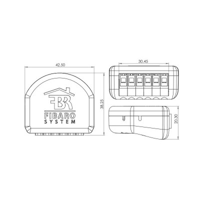 Fibaro "Single Switch 2" - Micromodulo relé interruptor sencillo On / Off Z-Wave+ con medición de consumo
