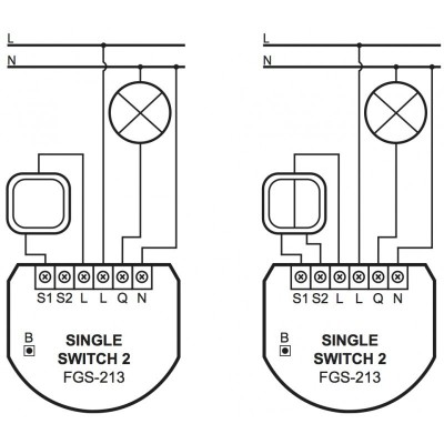 Fibaro "Single Switch 2" - Micromodulo relé interruptor sencillo On / Off Z-Wave+ con medición de consumo