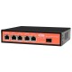 Wi-Tek WI-PS306GF-UPS switch PoE AT/AF 48V y pasivo 24V de 5 puertos 10/100/1000 Mbps+1 Slot SFP