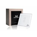 MCO-Home Glass Touch GEN5 (2 botões) Interruptor liga / desliga de toque de cristal branco Z-Wave