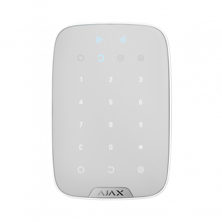 Ajax KeyPad Plus - Teclado táctil inalámbrico compatible con tarjetas y llaveros cifrados sin contacto