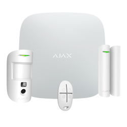 Ajax StarterKit-CAM - Kit de alarma: panel ethernet y dual SIM GPRS , 1 PIRCAM 1 Contacto magnético y 1 mando