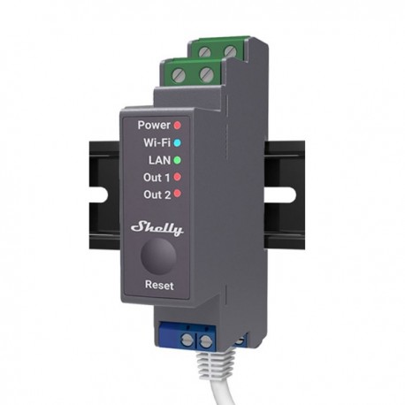 Shelly Pro 2PM - Relé wifi de 2 canales para carril DIN válido para motores/persianas/toldos