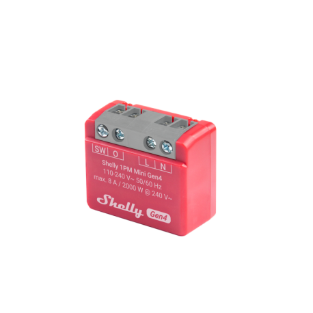 Shelly 1 PM Mini Gen4 - Micromódulo interruptor inteligente Wi-Fi, Zigbee y Matter 8A con medición de energía