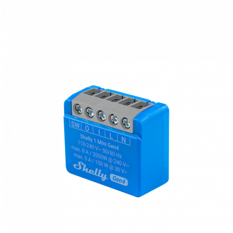 Shelly 1 Mini Gen4 - 8A  Wi-Fi, Zigbee and Matter switching micromodule (dry contact)
