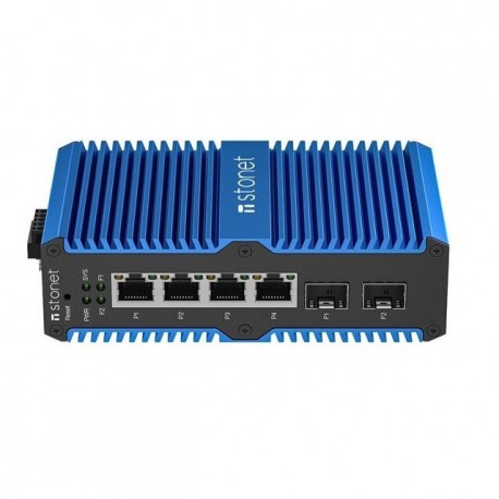 Stonet NIS3006GP-WMC Switch Industrial Layer 2 Gigabit, PoE carril DIN, 4 puertos PoE 2 SFPIP40